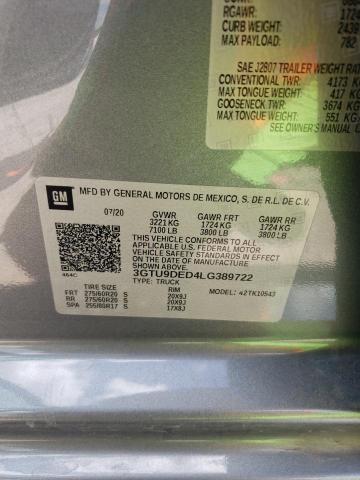 2020 GMC SIERRA K15 - 3GTU9DED4LG389722