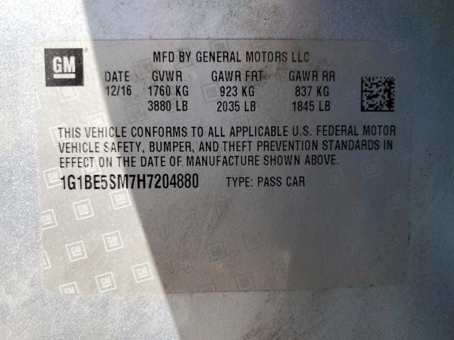 2017 CHEVROLET CRUZE LT 1G1BE5SM7H7204880