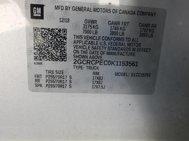 2019 CHEVROLET SILVERADO - 2GCRCPEC0K1153561