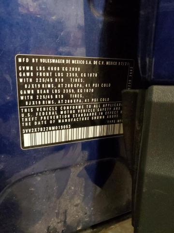 2022 VOLKSWAGEN TAOS SEL 3VV2X7B22NM019053