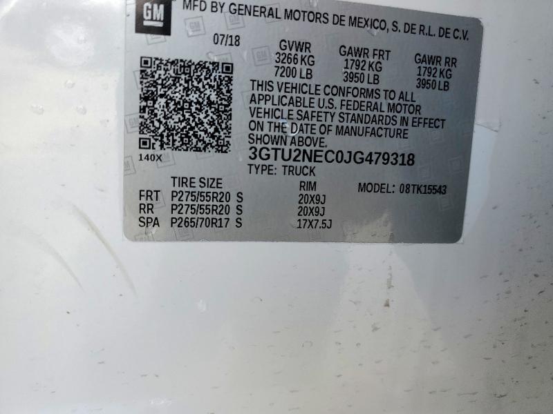 2018 GMC SIERRA K15 3GTU2NEC0JG479318