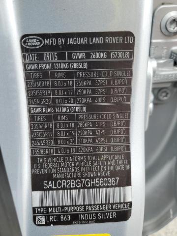 2016 LAND ROVER DISCOVERY SALCR2BG7GH560367
