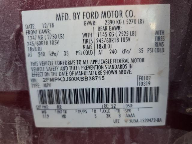 2019 FORD EDGE SEL - 2FMPK3J9XKBB38715