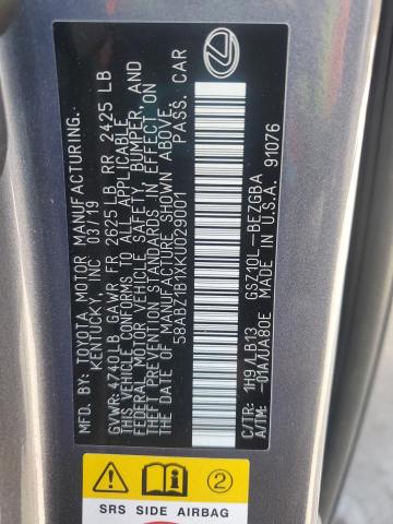 2019 LEXUS ES 350 58ABZ1B1XKU029001