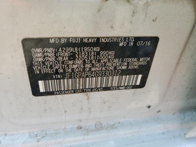 2016 SUBARU IMPREZA SP JF1GPAP64G9330312