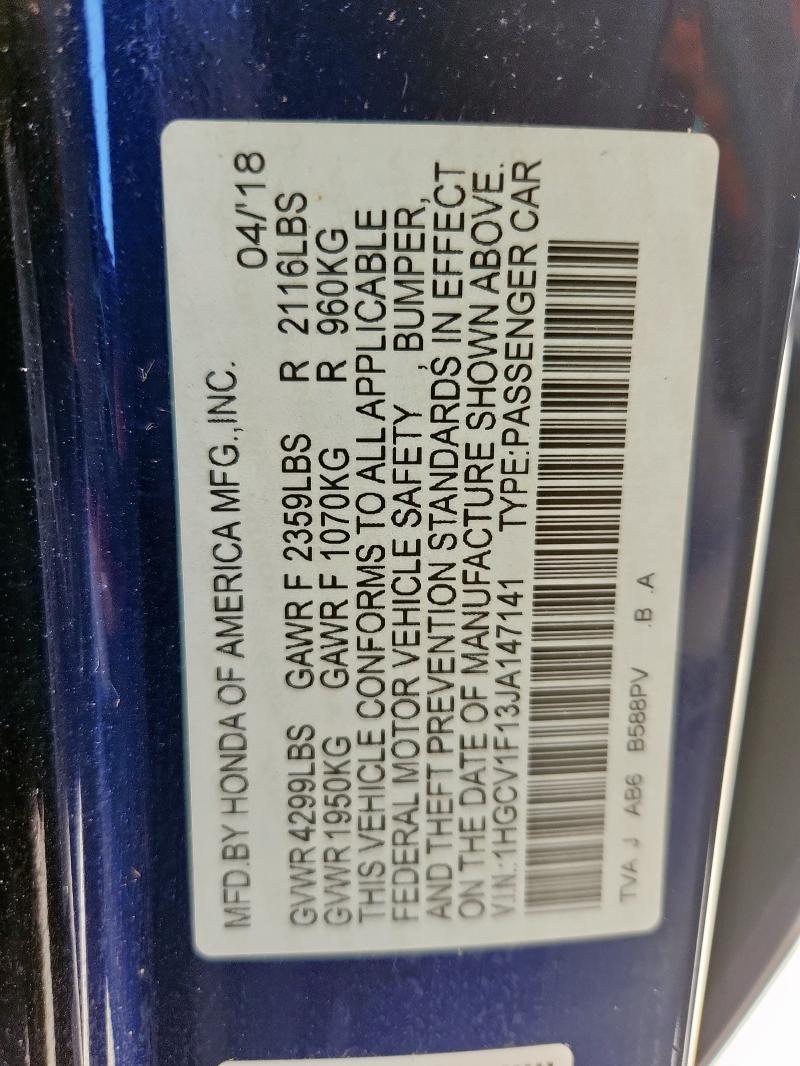 2018 HONDA ACCORD LX 1HGCV1F13JA147141