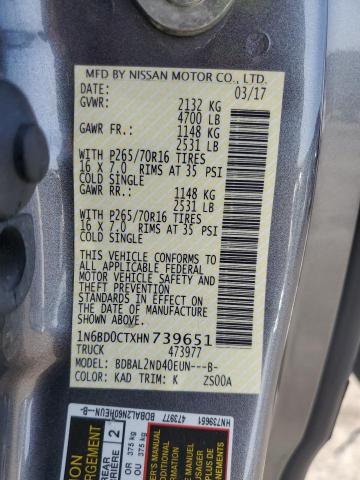 2017 NISSAN FRONTIER S 1N6BD0CTXHN739651