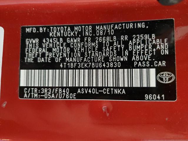 2011 TOYOTA CAMRY BASE #3304527448