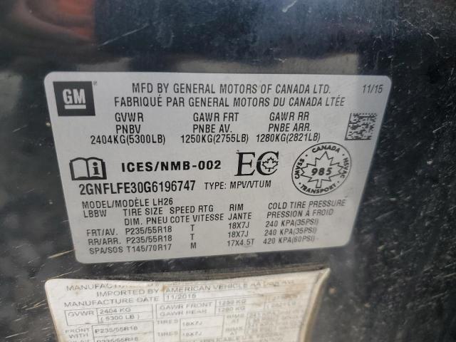 2016 CHEVROLET EQUINOX LT 2GNFLFE30G6196747