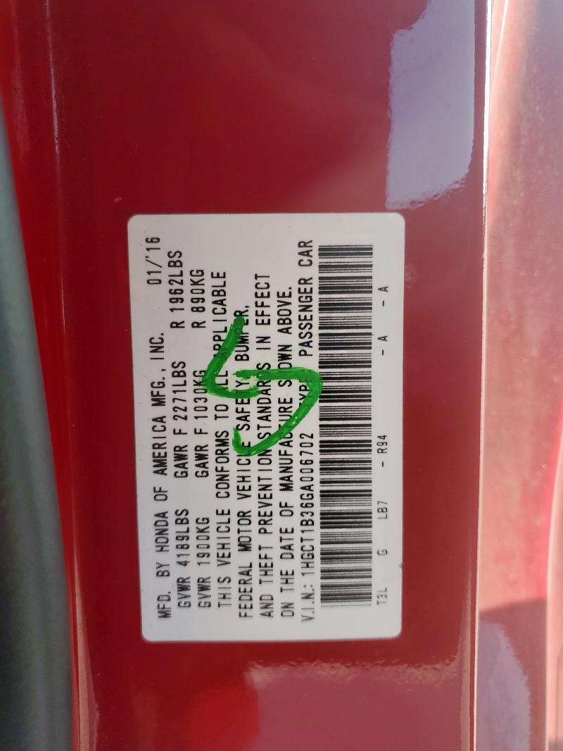 2016 HONDA ACCORD LX- 1HGCT1B36GA006702