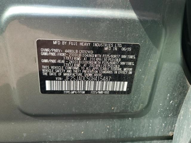 2016 SUBARU FORESTER 2 JF2SJADC5GH415487