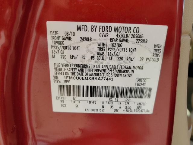 2011 FORD ESCAPE LIM - 1FMCU0EGXBKA27443