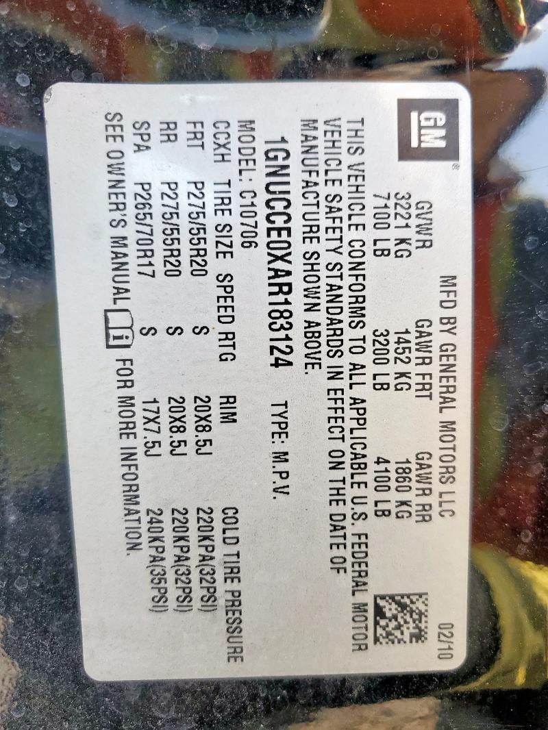 2010 CHEVROLET TAHOE C150 - 1GNUCCE0XAR183124