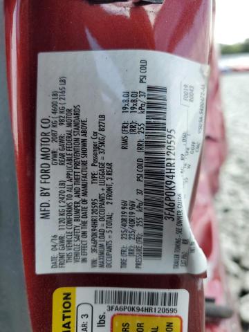 2017 FORD FUSION TIT - 3FA6P0K94HR120595