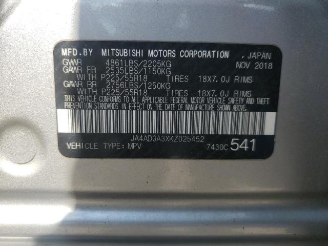 2019 MITSUBISHI OUTLANDER - JA4AD3A3XKZ025452