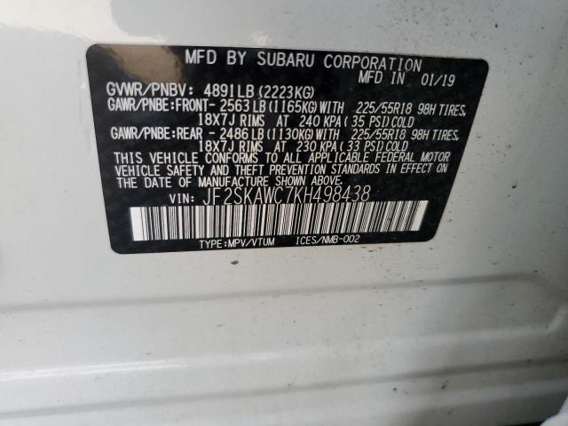 2019 SUBARU FORESTER T JF2SKAWC7KH498438