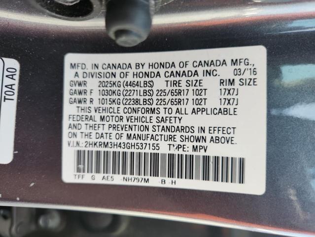 2016 HONDA CR-V SE 2HKRM3H43GH537155