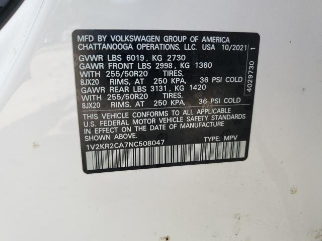 2022 VOLKSWAGEN ATLAS SE - 1V2KR2CA7NC508047