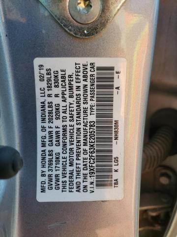 2019 HONDA CIVIC LX - 19XFC2F63KE205783