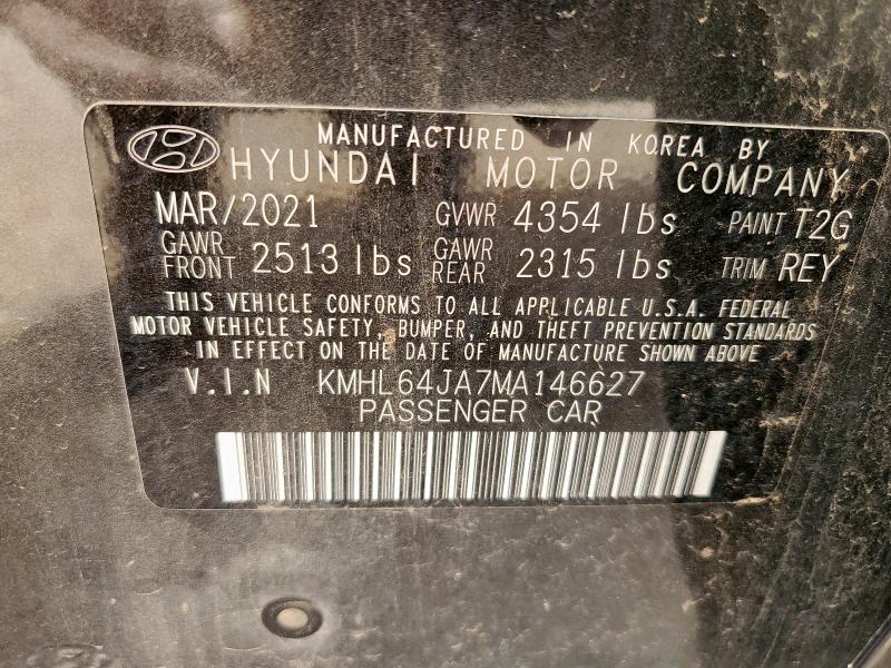2021 HYUNDAI SONATA SEL KMHL64JA7MA146627