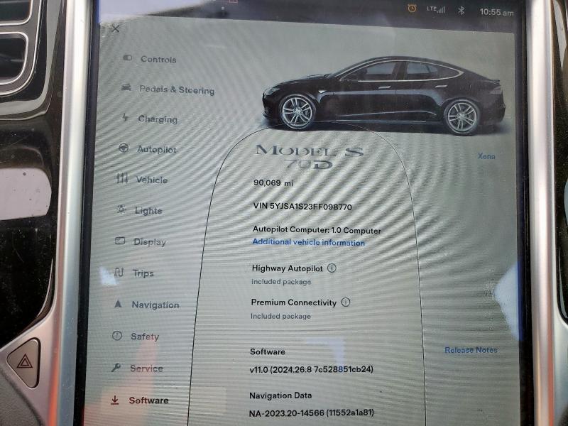 2015 TESLA MODEL S 70 5YJSA1S23FF098770