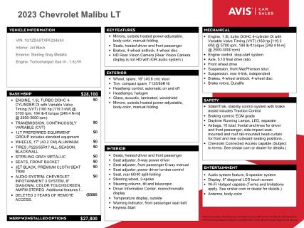 2023 CHEVROLET MALIBU LT - 1G1ZD5STXPF234534