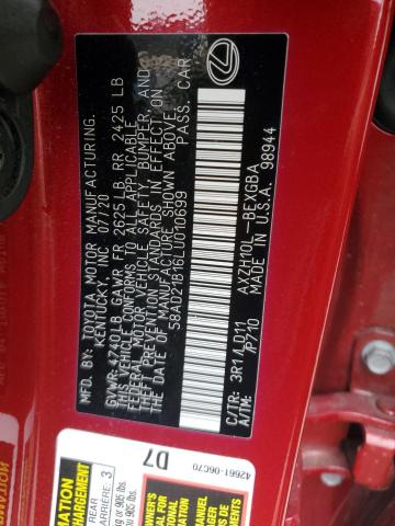 2020 LEXUS ES 300H 58AD21B16LU010699