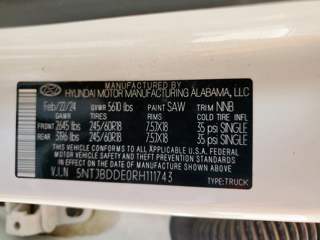2024 HYUNDAI SANTA CRUZ - 5NTJBDDE0RH111743