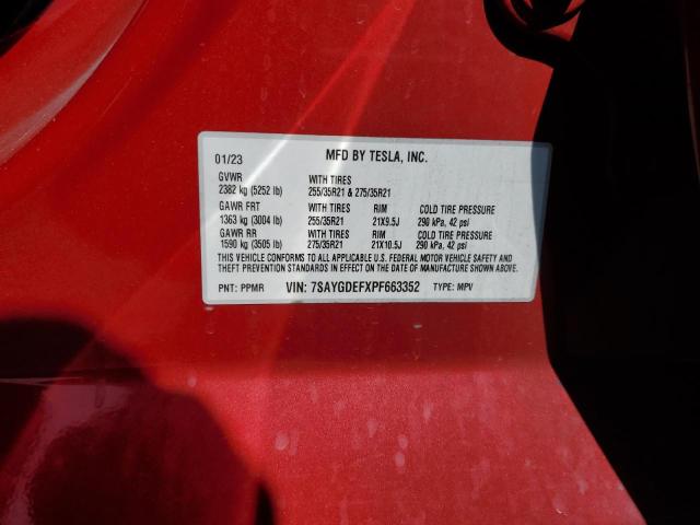 2023 TESLA MODEL Y 7SAYGDEFXPF663352