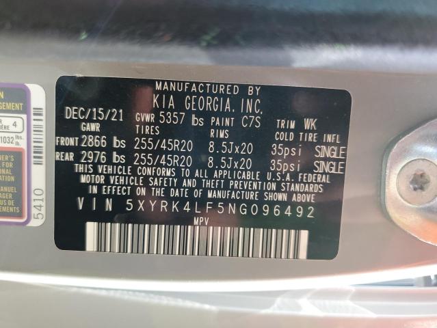 2022 KIA SORENTO SX - 5XYRK4LF5NG096492