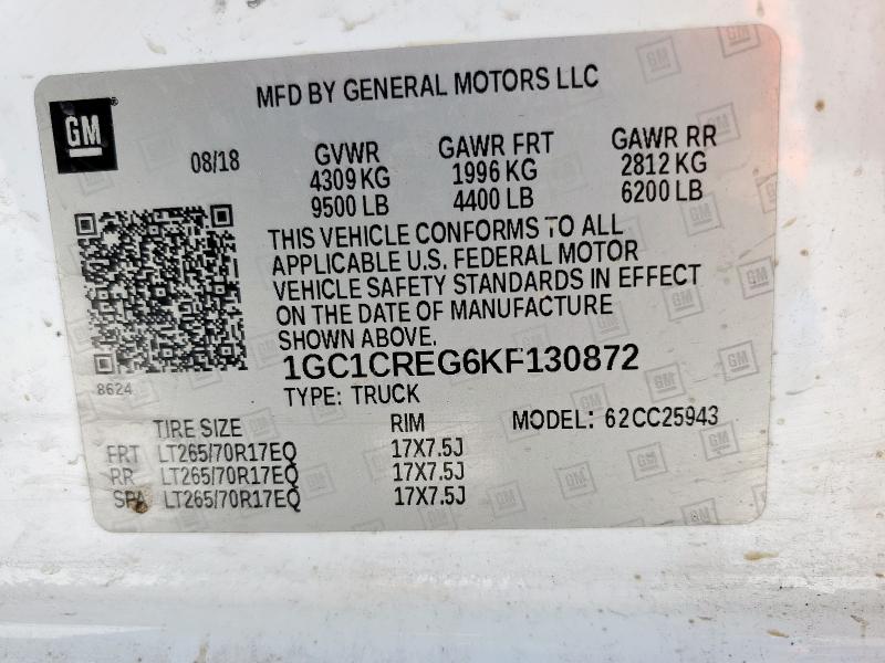 2019 CHEVROLET SILVERADO - 1GC1CREG6KF130872