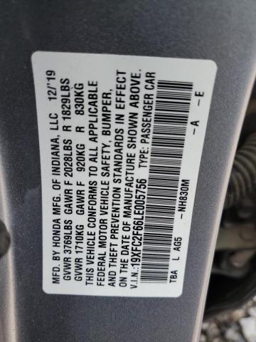 2020 HONDA CIVIC LX - 19XFC2F66LE005756