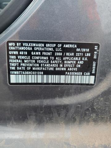 2017 VOLKSWAGEN PASSAT SE 1VWBT7A35HC021208
