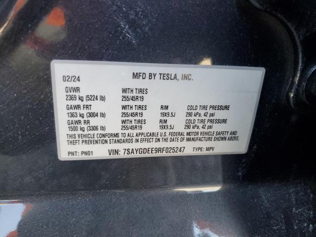 2024 TESLA MODEL Y 7SAYGDEE9RF025247