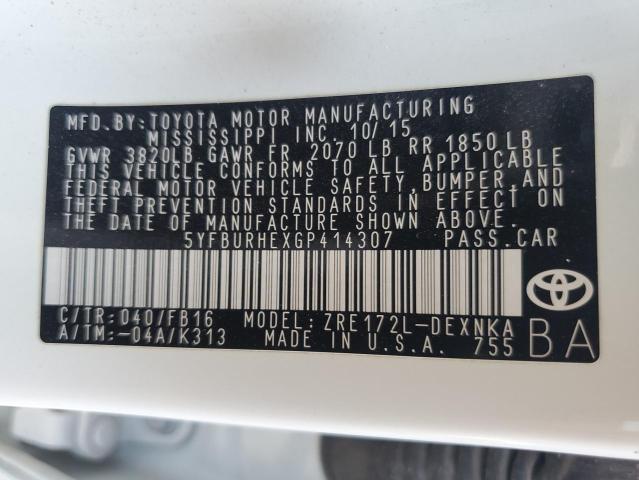 2016 TOYOTA COROLLA L - 5YFBURHEXGP414307