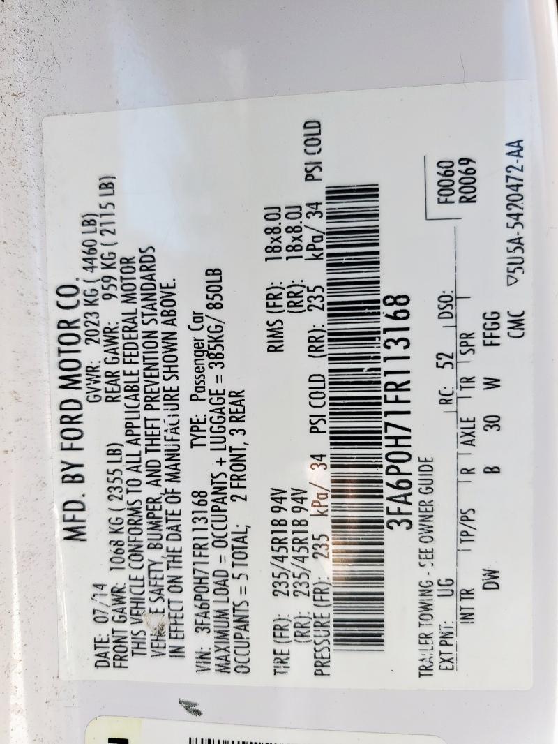 2015 FORD FUSION SE - 3FA6P0H71FR113168