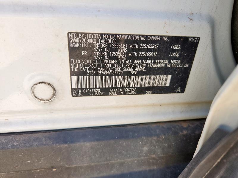 2021 TOYOTA RAV4 LE 2T3F1RFV8MW187729