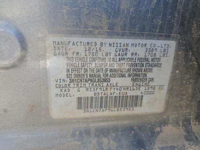 2016 NISSAN VERSA S - 3N1CN7AP9GL853953