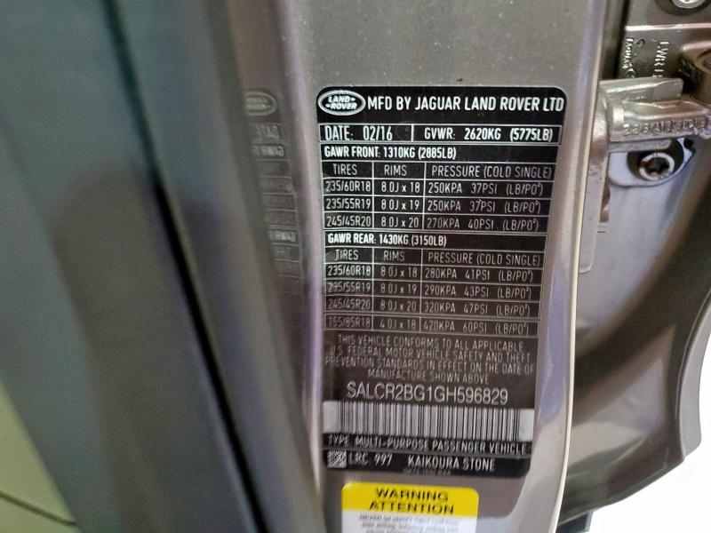 2016 LAND ROVER DISCOVERY SALCR2BG1GH596829