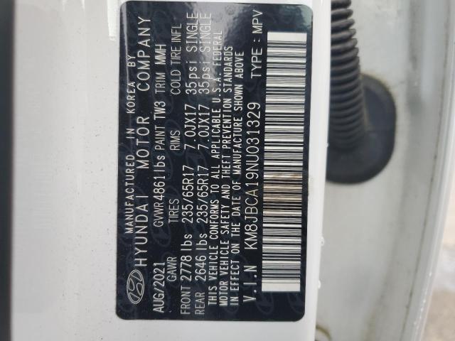 2022 HYUNDAI TUCSON BLU KM8JBCA19NU031329