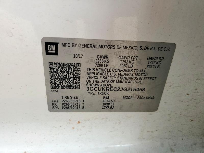2018 CHEVROLET SILVERADO 3GCUKREC2JG215458