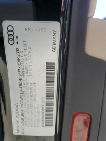 2018 AUDI A4 PREMIUM WAUKMAF40JN001289