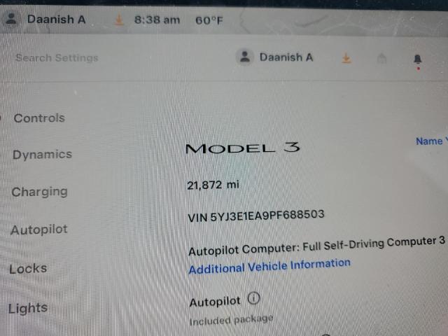 2023 TESLA MODEL 3 - 5YJ3E1EA9PF688503