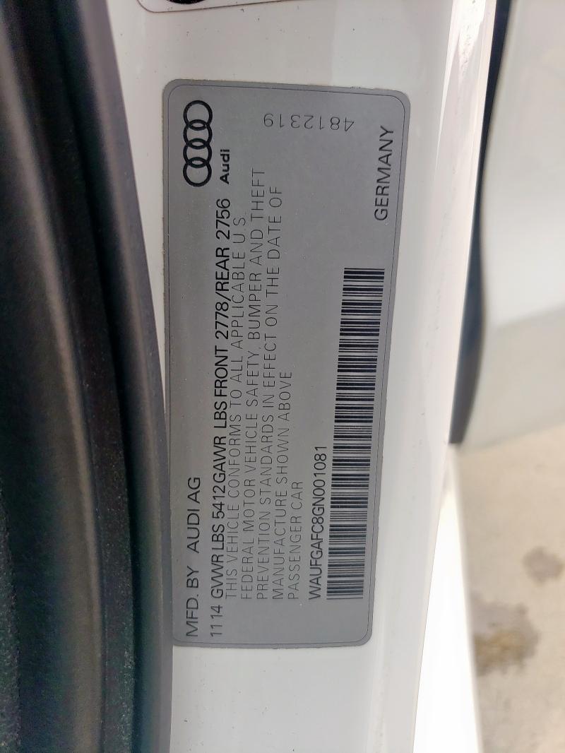 2016 AUDI A6 PREMIUM WAUFGAFC8GN001081