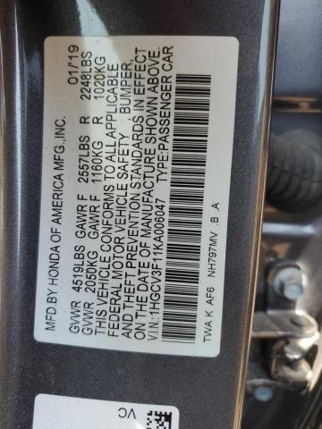 2019 HONDA ACCORD HYB - 1HGCV3F11KA006047