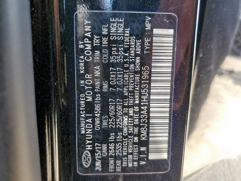 2017 HYUNDAI TUCSON LIM KM8J33A41HU531965