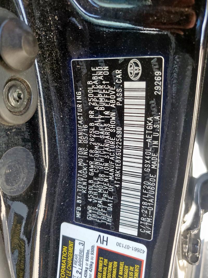 2016 TOYOTA AVALON XLE - 4T1BK1EBXGU225690