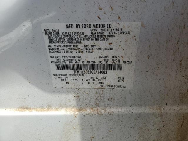 2016 FORD FLEX SEL 2FMHK6C82GBA14083