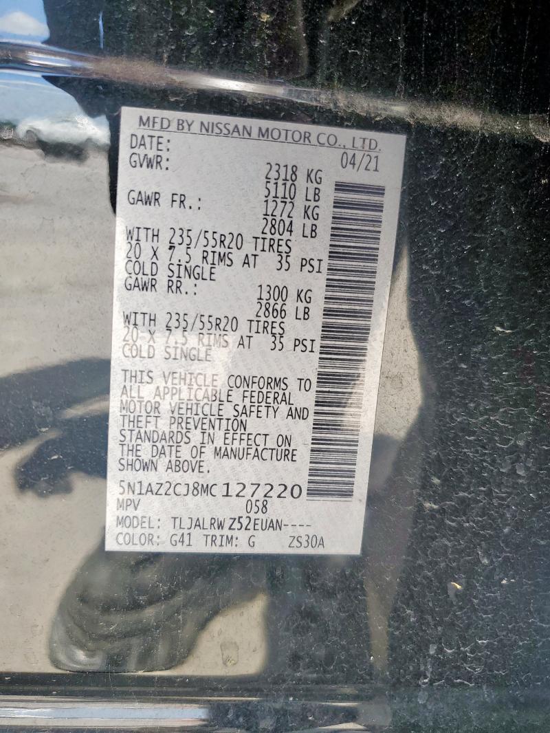 2021 NISSAN MURANO SL 5N1AZ2CJ8MC127220