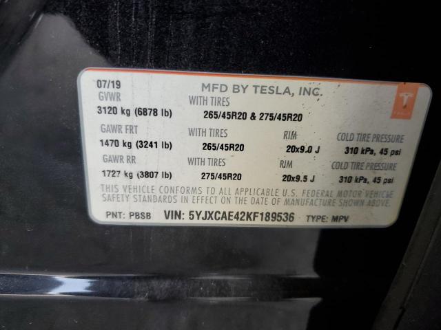2019 TESLA MODEL X - 5YJXCAE42KF189536